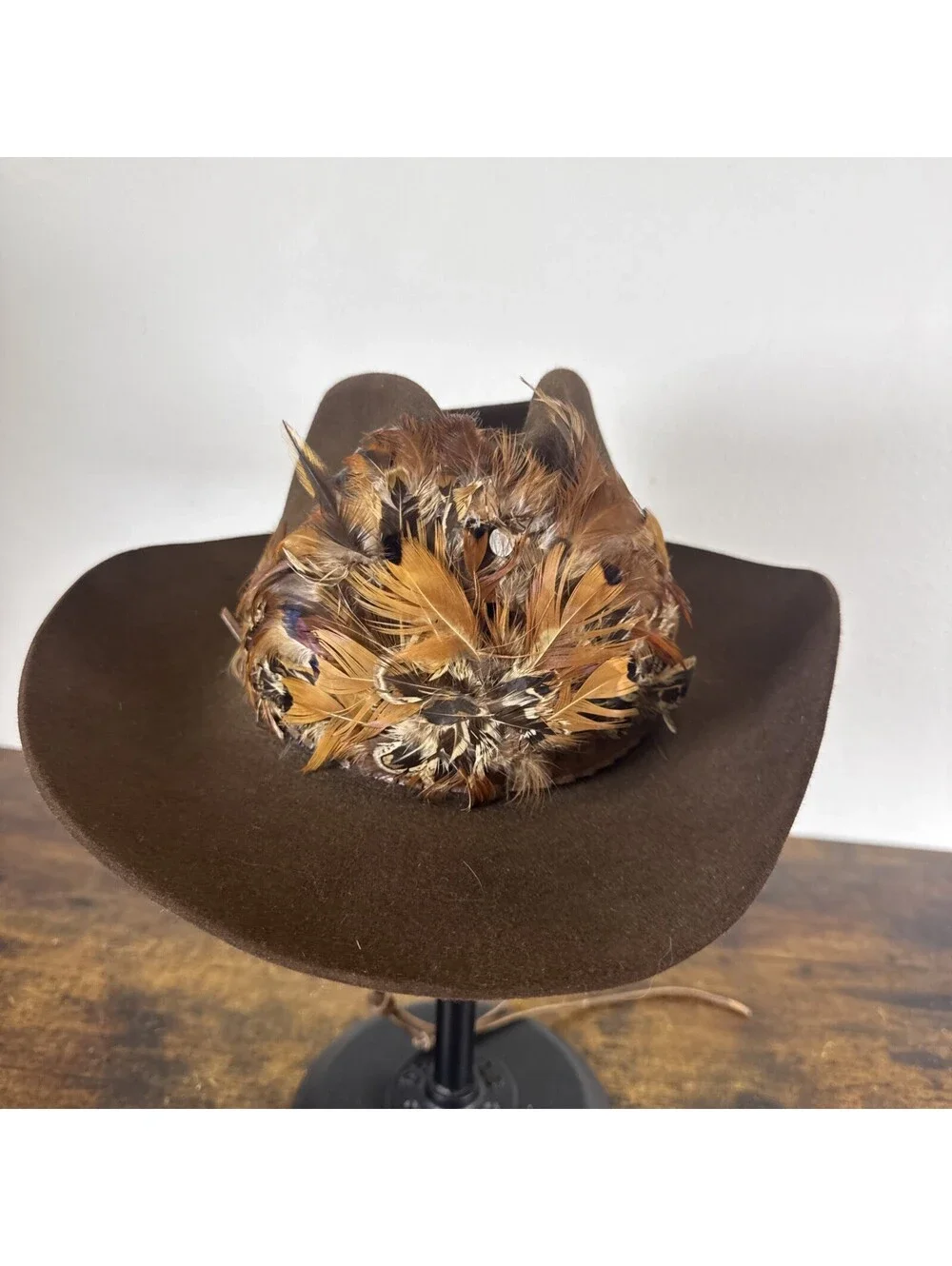 Vintage Stetson 3X Beaver Western Cowboy Hat Size 7 1978 Feather Band Brown EUC